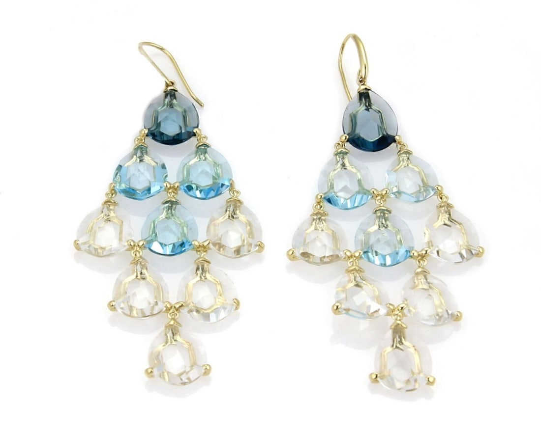 Ippolita Gemma Cascade 18k Yellow Gold Blue Topaz Quartz Earrings (1 of 6)