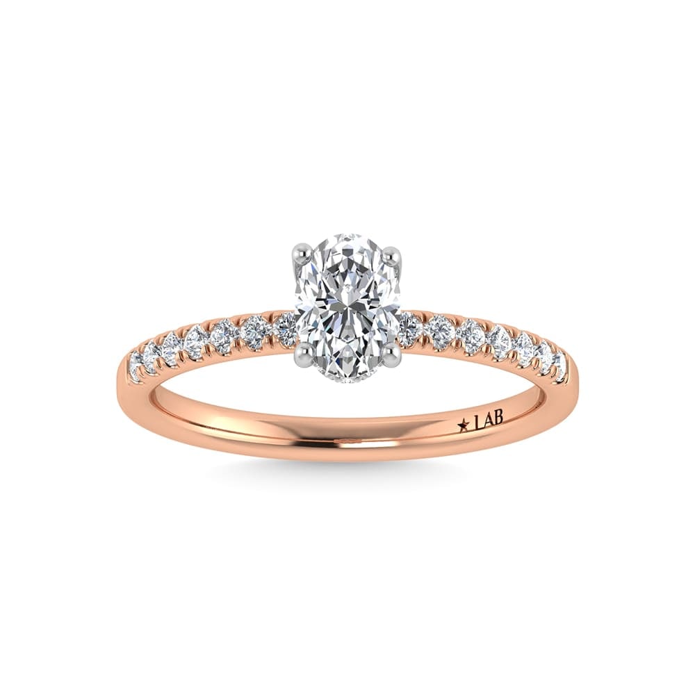14K Rose Gold Lab Grown Diamond 1 1/5 Ct.Tw. Oval Shape Hidden Halo Engagement Ring (1 of 4)