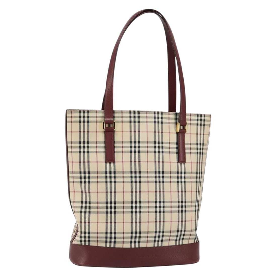 BURBERRY Nova Check Tote Bag Beige Gold Canvas Authentic (1 of 18)