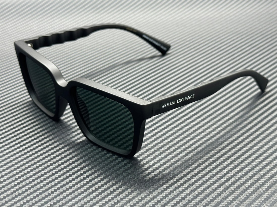 Armani Exchange AX4147S 807871 Matte Black Green Sunglasses with Authenticity Certificate: Armani Exchange AX4147S 807871 Matte Black Green Sunglasses with Authenticity Certificate Elevate your style with these Armani Exchange AX4147S 807871 sunglasses, featuring a sleek matte black frame c