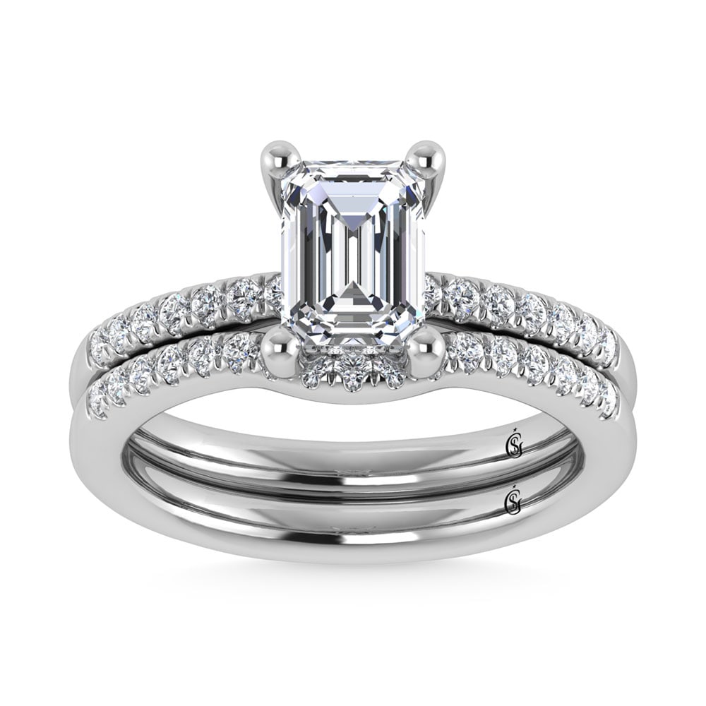 14K White Gold Lab Grown Diamond 1 3/4 Ct.Tw. Emerald Shape Hidden Halo Engagement Ring (1 of 4)