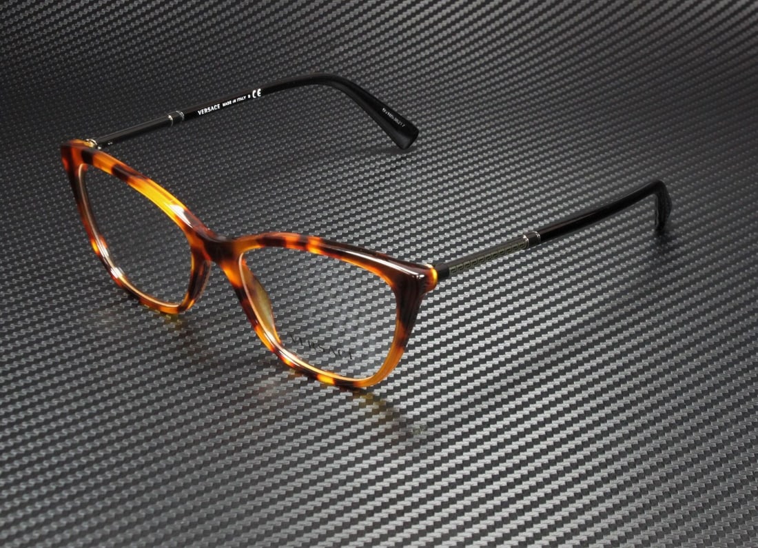 Versace VE3248 5074 Havana Cat Eye Eyeglasses 54mm Full Rim: Versace VE3248 5074 Havana Cat Eye Eyeglasses 54mm Full Rim Experience luxury with these Versace VE3248 5074 eyeglasses, featuring an elegant Cat Eye design that enhances any outfit. The stylish Havan