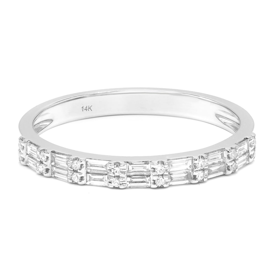 Rachel Koen 14K White Gold Diamond Wedding Band 0.35ct Baguette Round Cut Size 7.5: Rachel Koen 14K White Gold Diamond Wedding Band 0.35ct Baguette Round Cut Size 7.5 This elegant wedding band is expertly crafted in 14K white gold and features a stunning combination of baguette and r