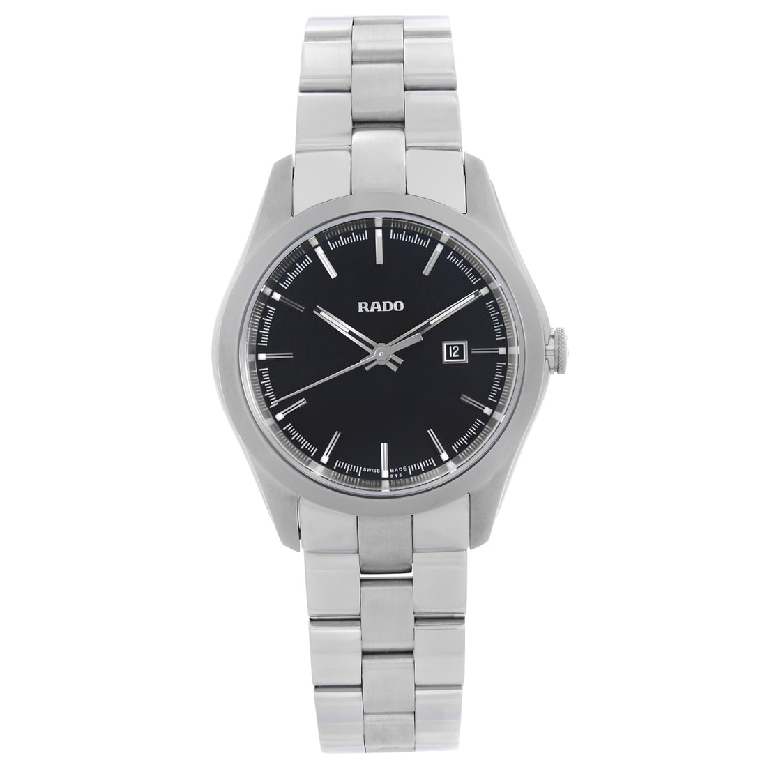 Rado Hyperchrome 31mm Quartz Ladies Watch R32110153 Silver-Tone Bracelet Black Dial: Rado Hyperchrome 31mm Quartz Ladies Watch R32110153 Silver-Tone Bracelet Black Dial Introducing the Rado Hyperchrome 31mm Ladies Watch, a sophisticated accessory designed for the modern woman. This ex