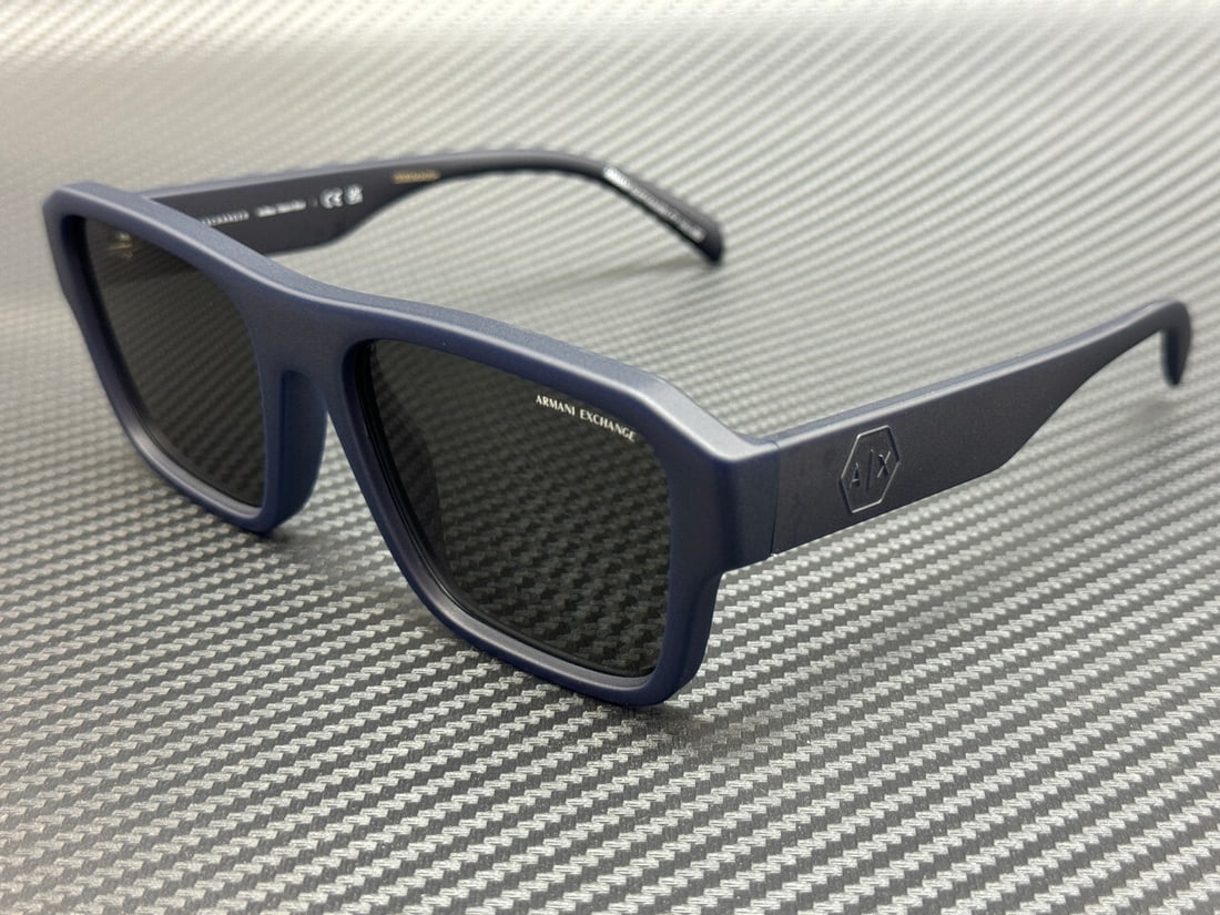 Armani Exchange AX4154SU 837187 Matte Blue Grey Men's Sunglasses with Authenticity Certificate: Armani Exchange AX4154SU 837187 Matte Blue Grey Men's Sunglasses with Authenticity Certificate Elevate your eyewear collection with these stylish ARMANI EXCHANGE AX4154SU sunglasses. Featuring a sophi
