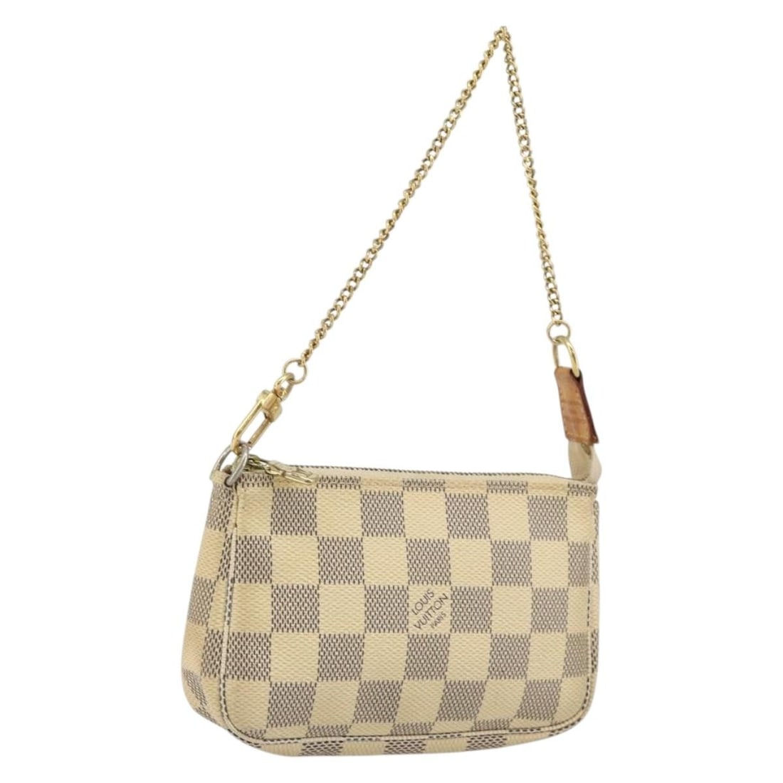 LOUIS VUITTON Damier Azur Mini Pochette Pouch N63005 Authenticated: LOUIS VUITTON Damier Azur Mini Pochette Pouch N63005 Authenticated This authentic LOUIS VUITTON Damier Azur Mini Pochette Accessoires Pouch is a stylish and functional accessory crafted from durable D