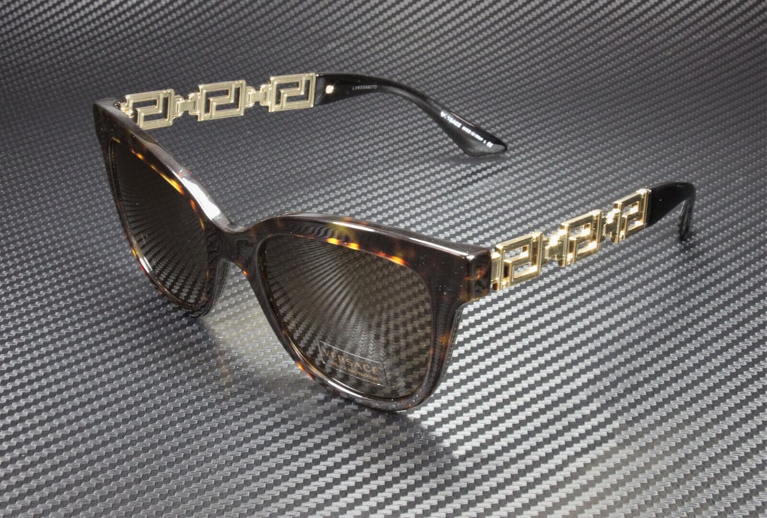 Versace VE4394 Cat Eye Sunglasses Havana Frame 54mm Dark Brown Lenses: Versace VE4394 Cat Eye Sunglasses Havana Frame 54mm Dark Brown Lenses Elevate your style with these stunning Versace VE4394 108 73 Cat Eye sunglasses. Designed for the modern woman, these sunglasses f