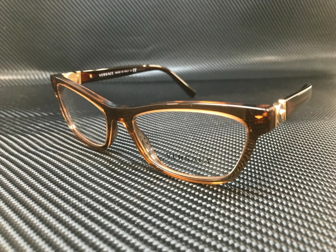 Versace VE3272 5028 Transparent Brown Women's Eyeglasses Full Rim 52mm: Versace VE3272 5028 Transparent Brown Women's Eyeglasses Full Rim 52mm Elevate your eyewear collection with these Versace VE3272 5028 eyeglasses, featuring a stylish rectangle shape. Crafted from high