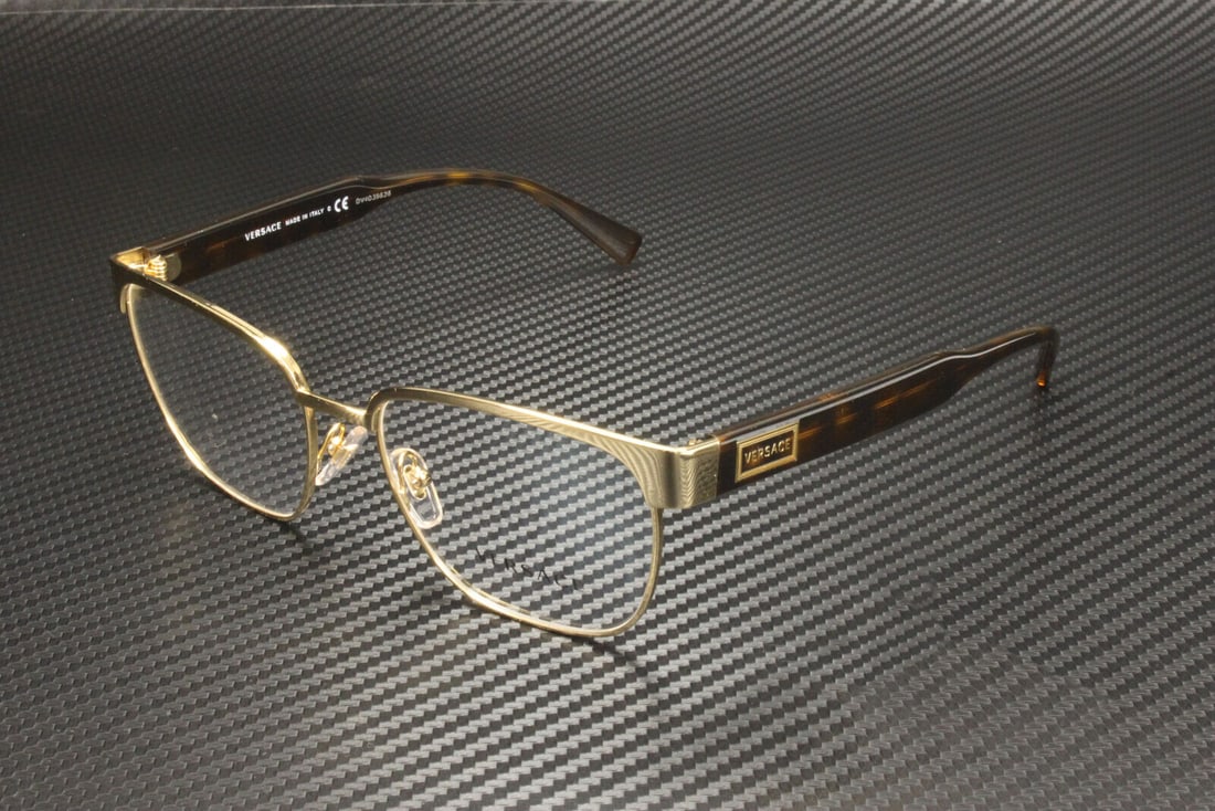 Versace VE1264 1460 Gold Square Eyeglasses 54mm with Case: Versace VE1264 1460 Gold Square Eyeglasses 54mm with Case Discover the luxurious VERSACE VE1264 1460 Gold Square Men's Eyeglasses, designed for a sophisticated look. These eyeglasses feature a stylish