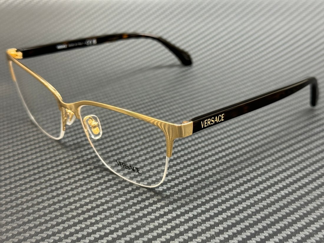 Versace VE1304 1460 Gold Havana Women's Eyeglasses with Authenticity Certificate: Versace VE1304 1460 Gold Havana Women's Eyeglasses with Authenticity Certificate Elevate your eyewear collection with these exquisite Versace VE1304 1460 eyeglasses, featuring a stunning Gold Havana f