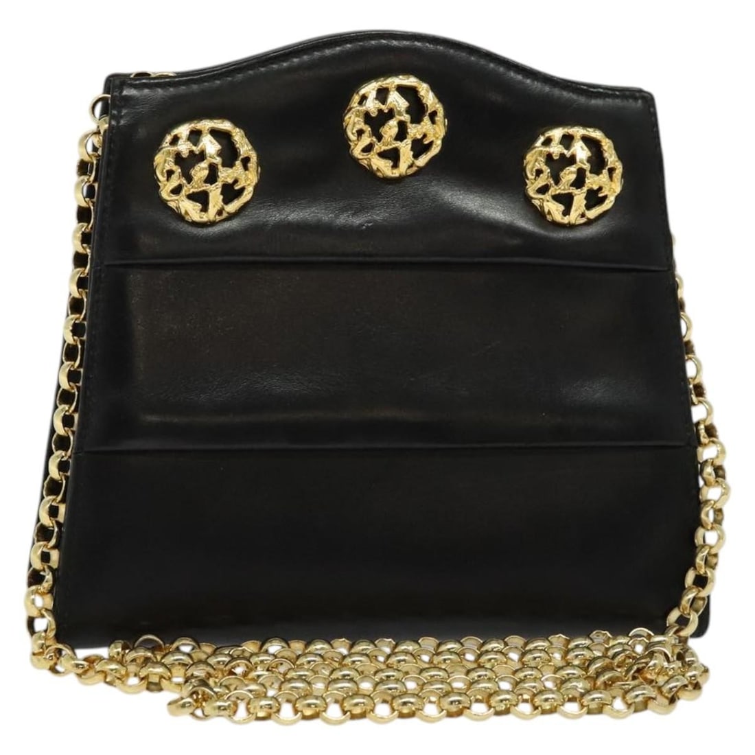 Salvatore Ferragamo Black Leather Shoulder Bag Gold Hardware Auth BA5489 (1 of 18)