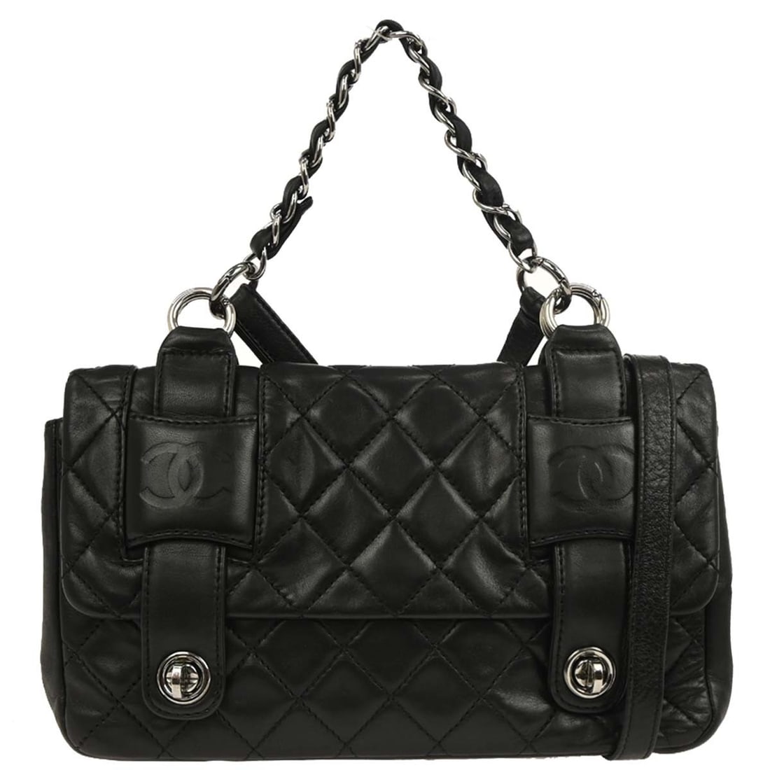 Chanel Black Lambskin 2-Way Shoulder Bag Quilted Style (1 of 10)