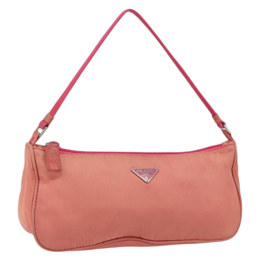 PRADA Pink Silver Nylon Accessory Pouch Auth 147401 Italy: PRADA Pink Silver Nylon Accessory Pouch Auth 147401 Italy This authentic PRADA accessory pouch combines functionality with a stylish design. Crafted in Italy from durable nylon, it features an eye-cat