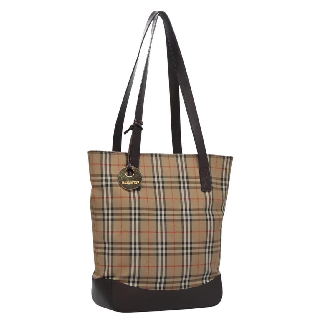 Burberrys Nova Check Tote Bag Canvas Beige Gold Authentic (1 of 18)