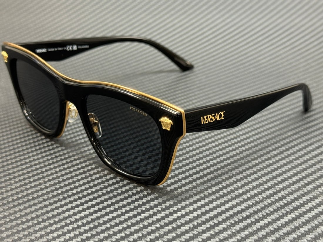 Versace VE2272 GB1 81 Black Grey Polarized Men's Sunglasses 53mm: Versace VE2272 GB1 81 Black Grey Polarized Men's Sunglasses 53mm Elevate your eyewear collection with these VERSACE VE2272 GB1 81 sunglasses. Designed for men, these stylish shades feature a sleek bla