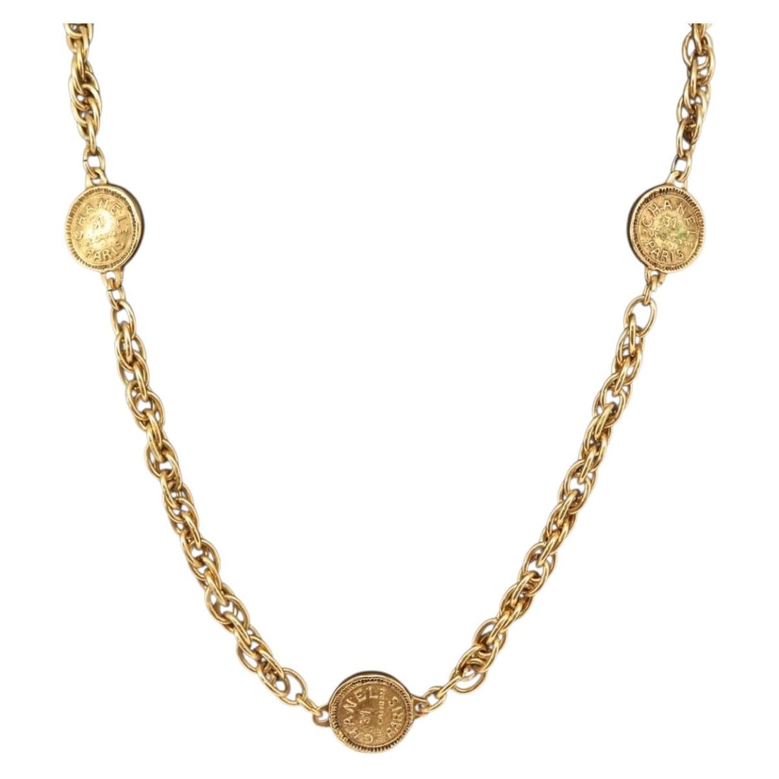 CHANEL 31RUE CAMBON Gold Coin Necklace Authenticated (1 of 13)