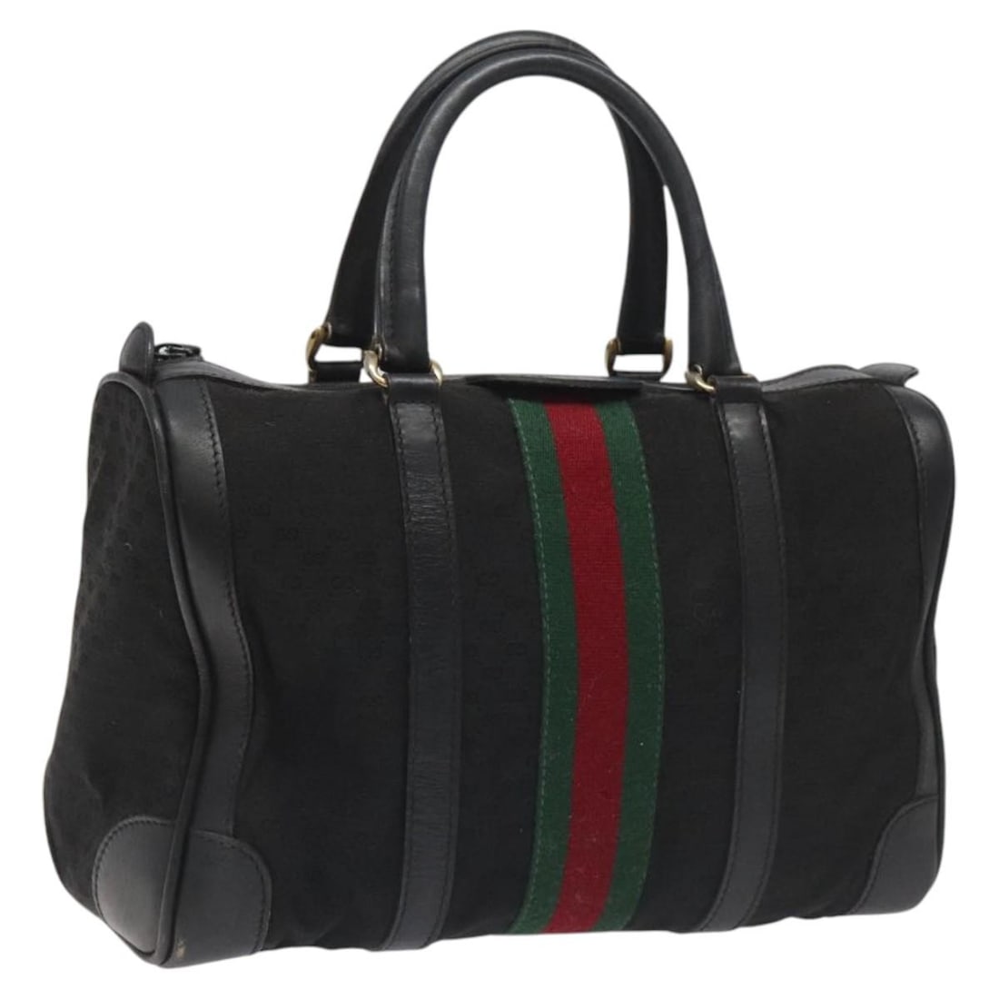 GUCCI Micro GG Canvas Boston Bag Black Red Green Authentic Italy (1 of 18)