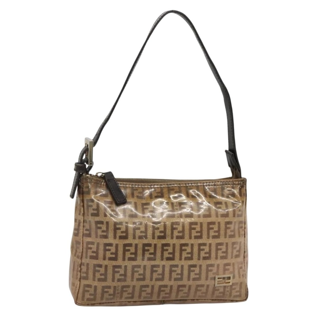 FENDI Zucchino Canvas Accessory Pouch Brown Gold Enamel Auth Italy: FENDI Zucchino Canvas Accessory Pouch Brown Gold Enamel Auth Italy This Fendi Zucchino Canvas Accessory Pouch combines luxury and functionality, showcasing an elegant brown and gold color scheme. Craf