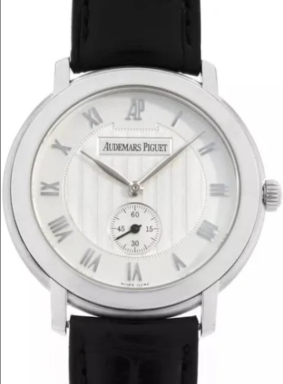 Audemars Piguet Jules Audemars Silver Roman Dial Leather Watch Ref 15056BC (1 of 4)