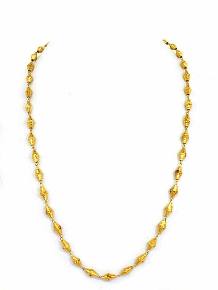 Vintage Tube Link 22k Gold Chain Necklace Elegant Jewelry (1 of 4)