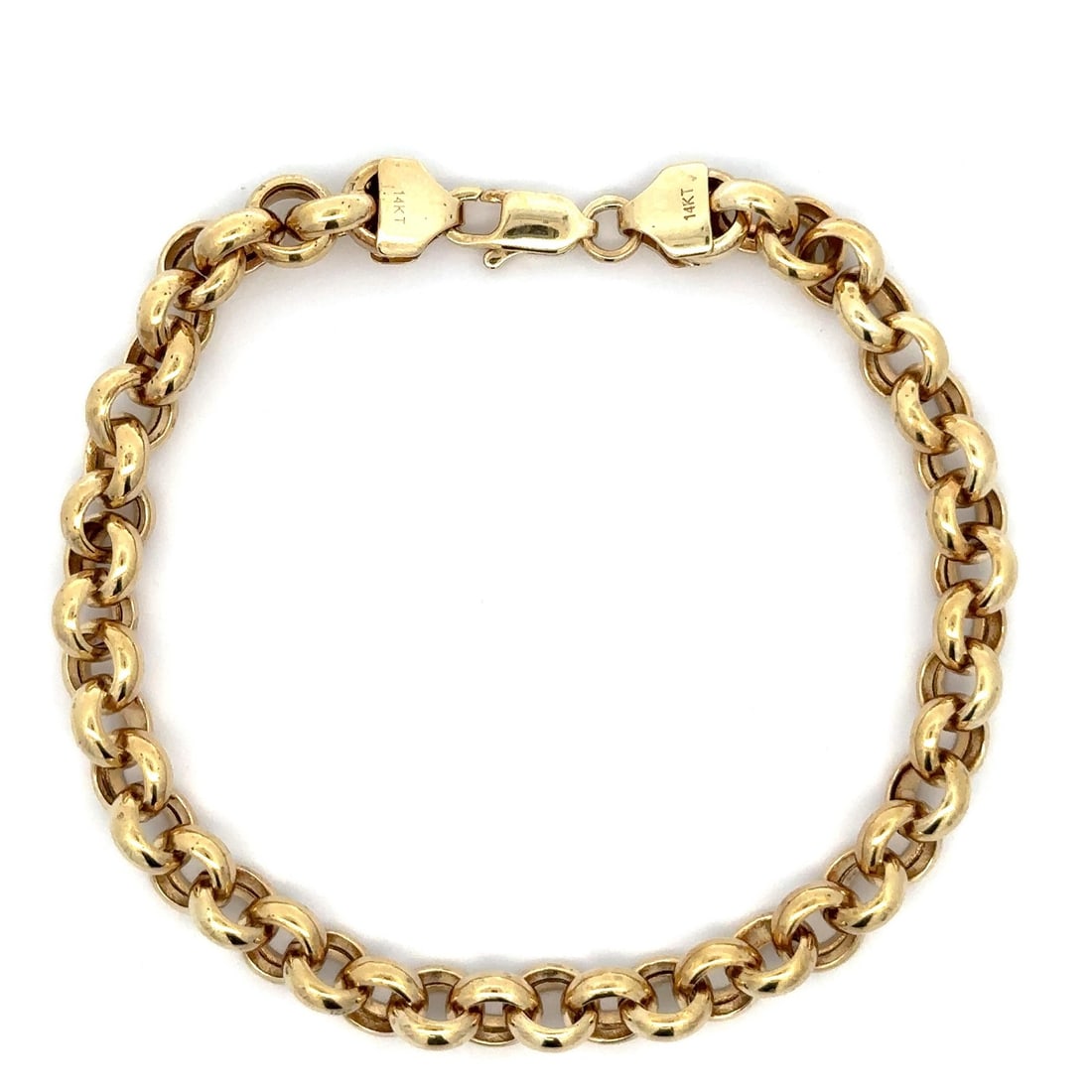 14k Yellow Gold Rolo Link Bracelet 7.25in Lobster Claw Clasp (1 of 8)