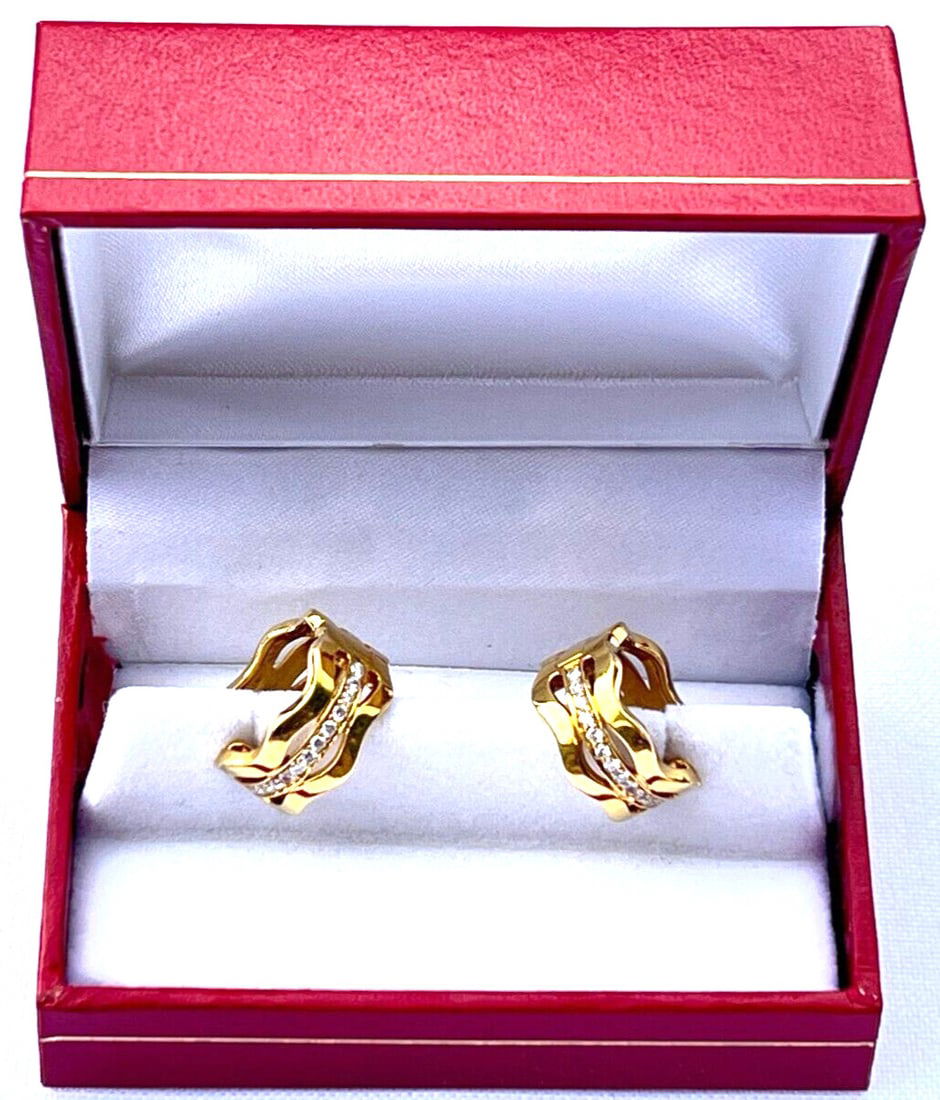 Kwiat 18K Yellow Gold Diamond Pierced Earrings 0.35ct (1 of 9)