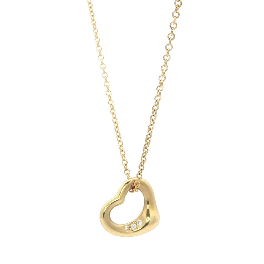 Tiffany & Co. Elsa Peretti 18k Gold Open Heart Diamond Necklace (1 of 9)
