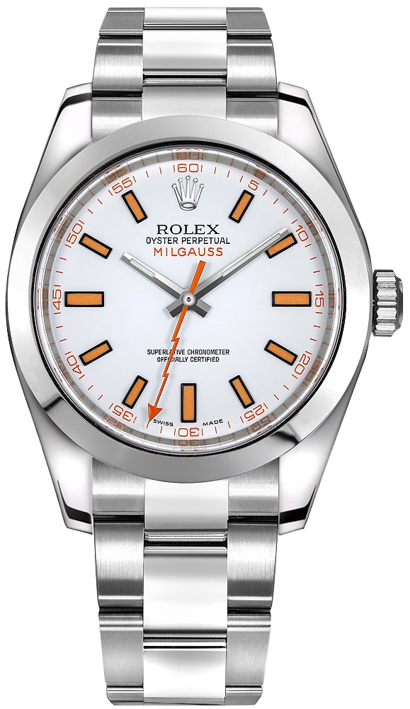 Rolex Milgauss 116400 White Dial Orange Markers Oyster Bracelet 2008 (1 of 5)
