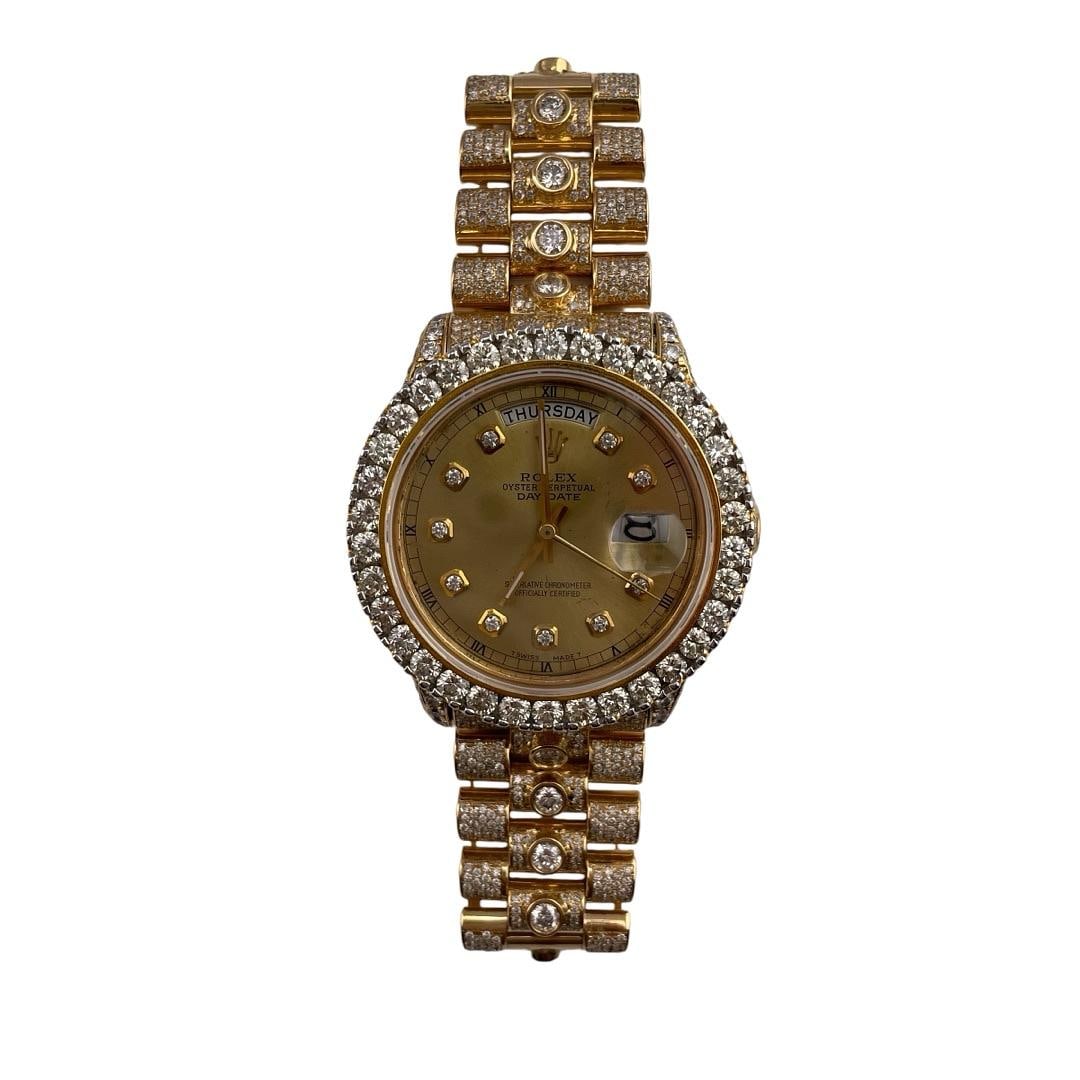 Rolex Daydate President 18038 Gold Diamond Dial After Market Bracelet (1 of 3)