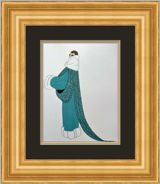 Erte Elegance Art Deco Custom Framed Lithograph 17x21: Erte Elegance Art Deco Custom Framed Lithograph 17x21 This elegant custom framed print features the artwork "Elegance" by Erte, showcasing a stunning Art Deco style with multi-color figures. The print