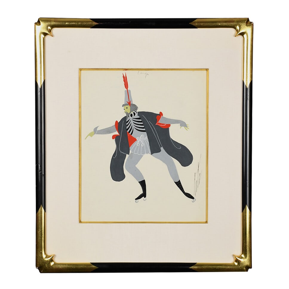 Erte Iago Framed Art Deco Gouache Original Signed France 1900-1949: Erte Iago Framed Art Deco Gouache Original Signed France 1900-1949 This exquisite framed gouache artwork, titled "Iago," is an original piece created by the renowned artist Erte during the Art Deco pe