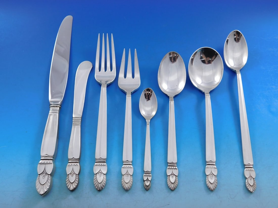 Frank M. Whiting Princess Ingrid Sterling Silver Flatware Set 73 pcs with Storage Chest: Frank M. Whiting Princess Ingrid Sterling Silver Flatware Set 73 pcs with Storage Chest Discover the exquisite Princess Ingrid flatware service set by Frank M. Whiting, crafted in sterling silver. Thi