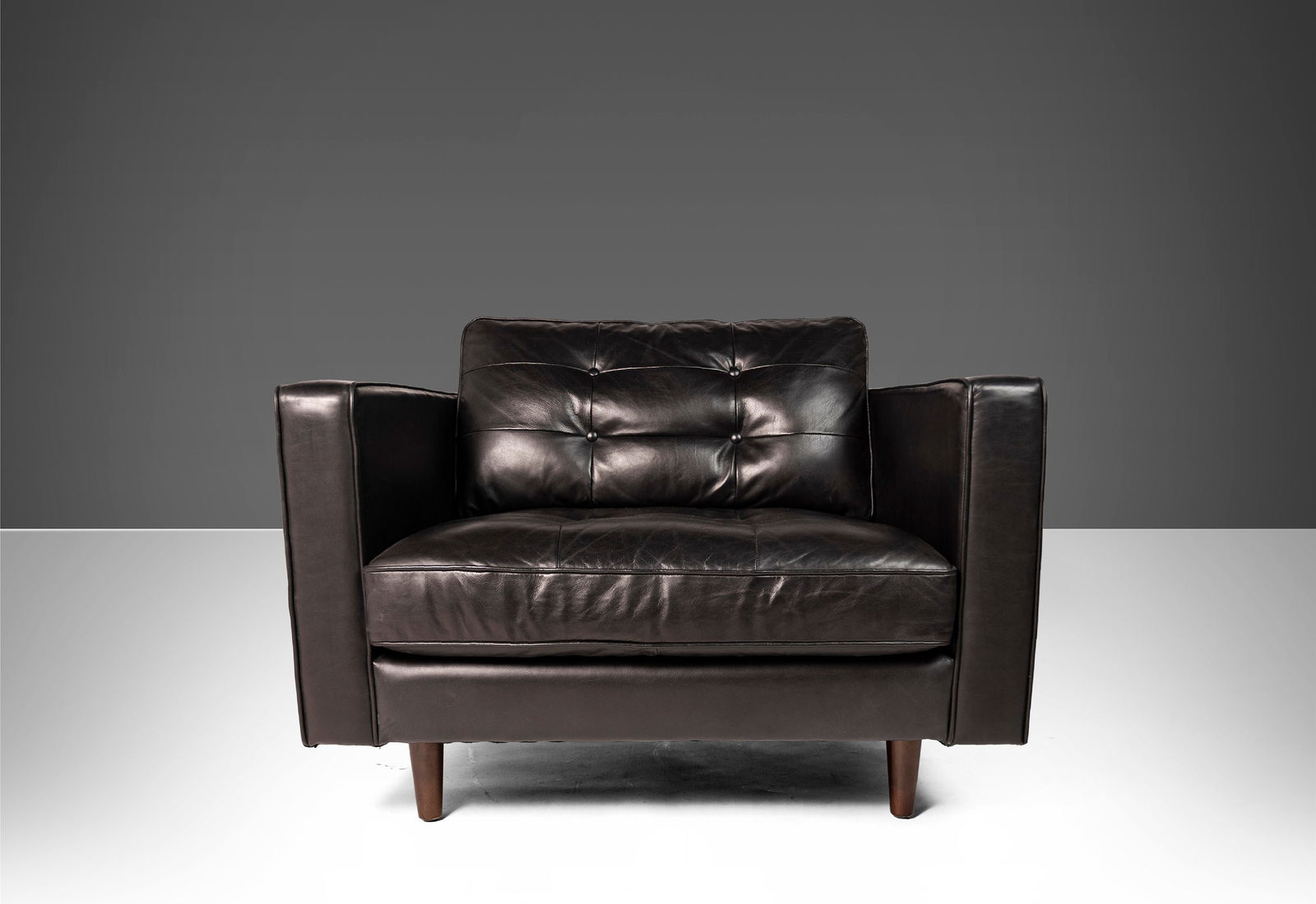 Mid-Century Vegan Leather Tufted Club Chair by Walter Knoll Style (1 of 10)