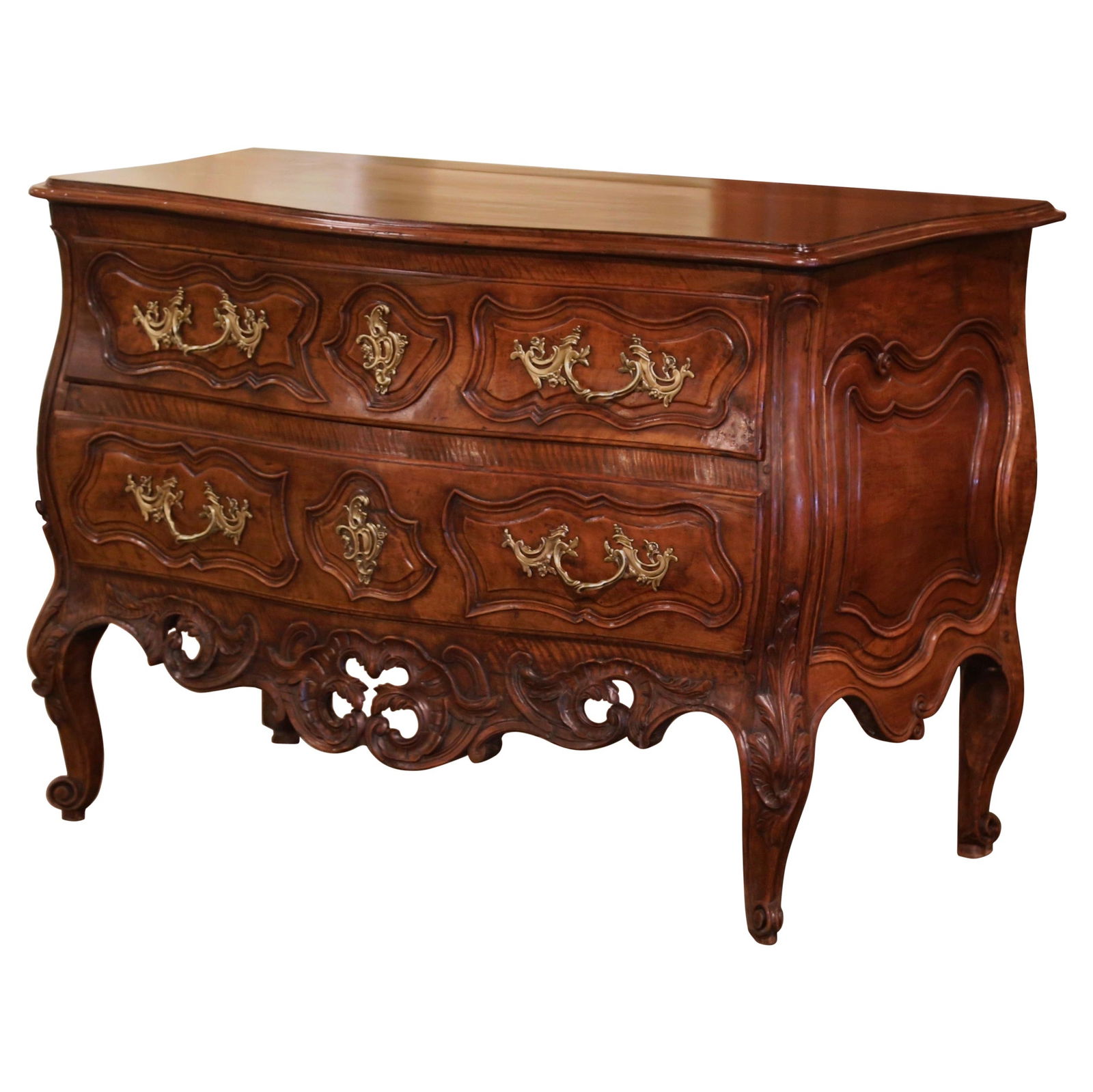 Antique 18th Century French Louis XV Walnut Bombe Commode (1 of 17)