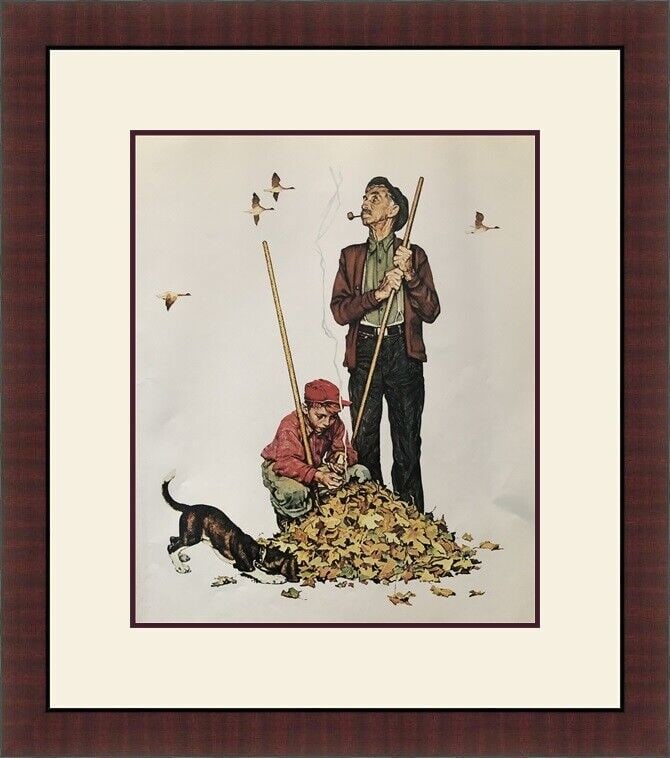 Norman Rockwell Grandpa and Me in Fall Custom Framed Print 16 x 20: Norman Rockwell Grandpa and Me in Fall Custom Framed Print 16 x 20 This stunning custom gallery framed print features the beloved artwork 'Grandpa and Me in Fall' by renowned artist Norman Rockwell. T