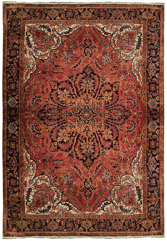 Hand-knotted 10' x 12' Light Red Semi-Antique Persian Heriz Rug from Iran: Hand-knotted 10' x 12' Light Red Semi-Antique Persian Heriz Rug from Iran Discover the timeless elegance of this 10' x 12' Hand-knotted Semi-Antique Persian Heriz Rug, handcrafted by skilled Persian a