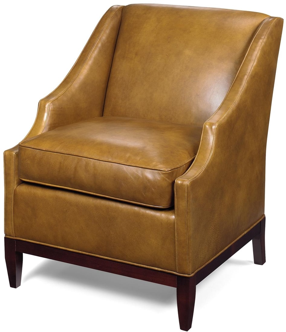 Transitional Tan Leather Accent Chair Hand-Crafted in USA (1 of 2)