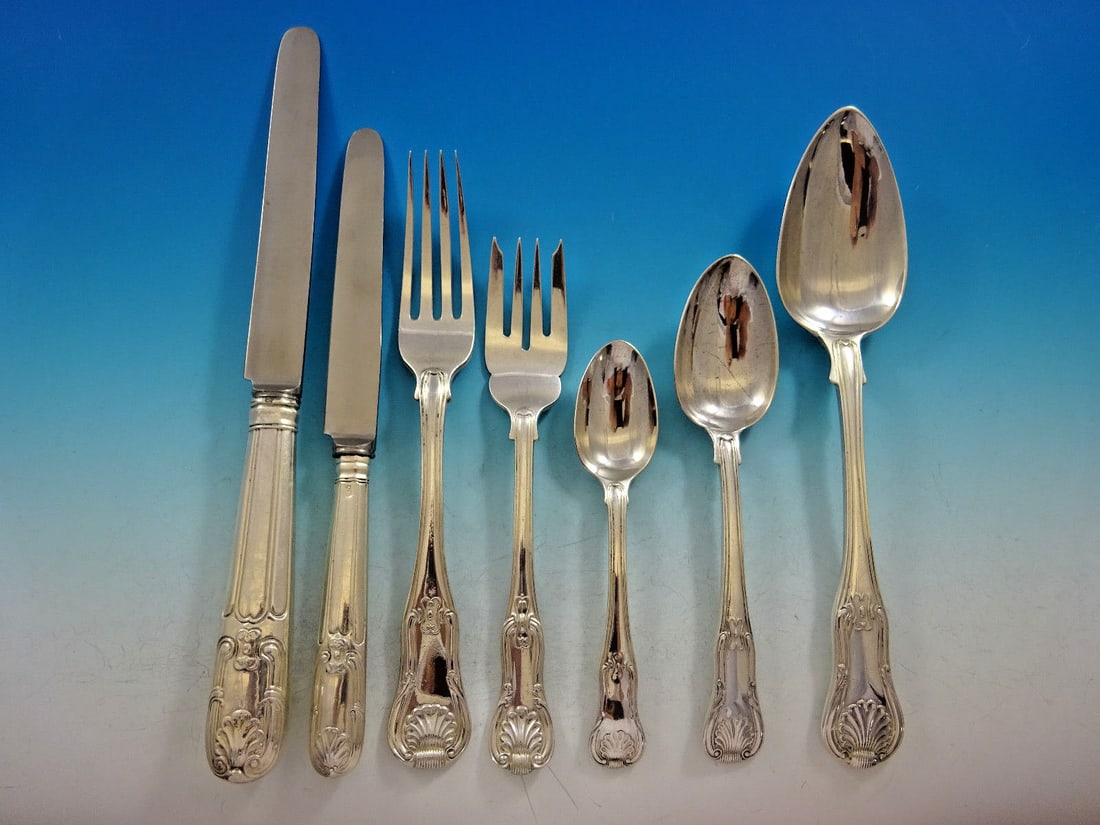 Kings English Sterling Silver Flatware Set for 12 84 Pieces Vintage (1 of 7)