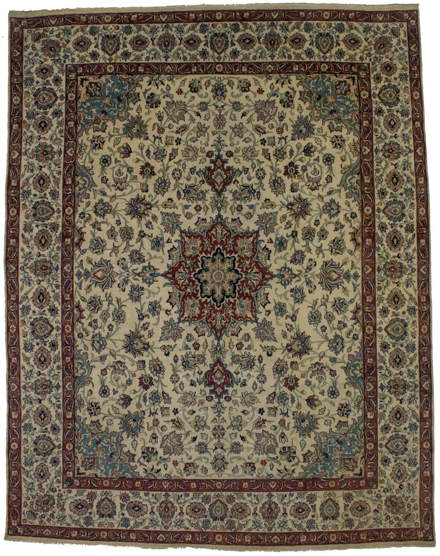 Unique Handmade Vintage Oriental Area Rug 9'4 x 12'1 Floral Design Wool (1 of 18)