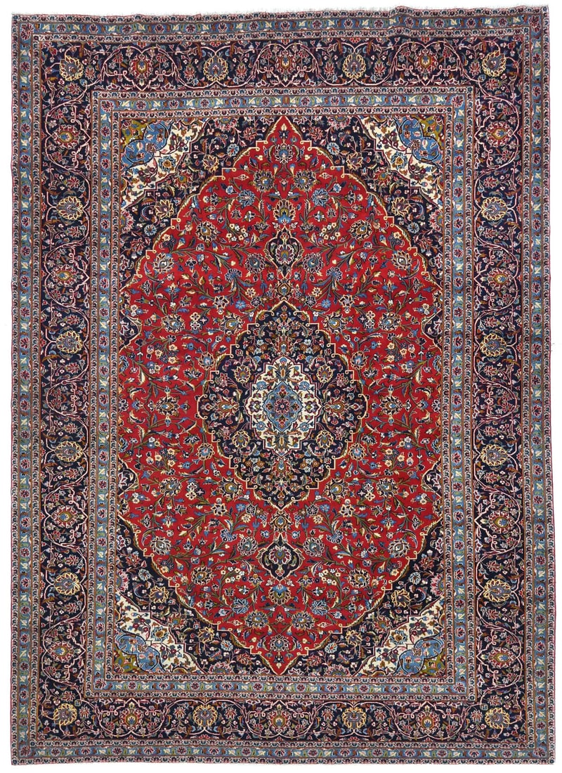 Vintage Hand-Knotted Oriental Area Rug 9'9 x 13'6 Floral Medallion Design Wool (1 of 12)