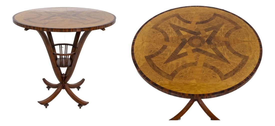 John Widdicomb Round Lamp Table with Rosewood Inlay (1 of 10)