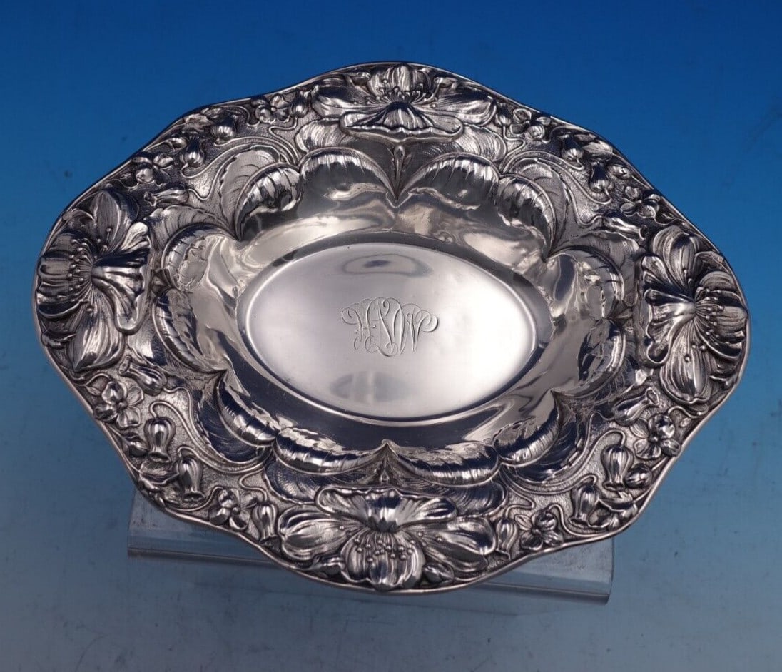 Gorham Poppy Sterling Silver Nut Dish A2737 7 x 5.5 x 1.25 (1 of 7)