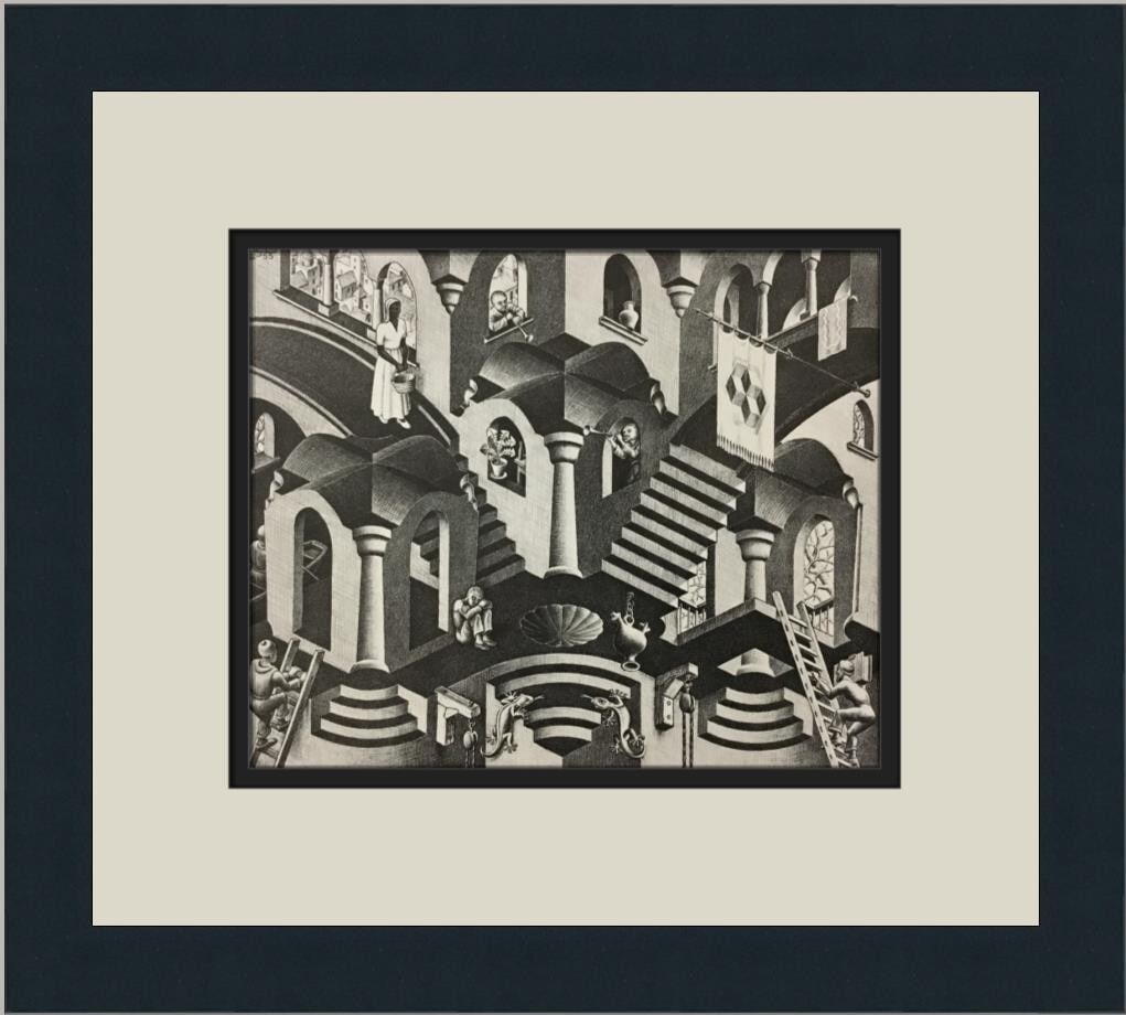 M.C. Escher Concave and Convex Custom Framed Art Print 12x14: M.C. Escher Concave and Convex Custom Framed Art Print 12x14 This captivating print, titled "Concave and Convex" by renowned artist M.C. Escher, showcases a unique blend of abstract constructivism and