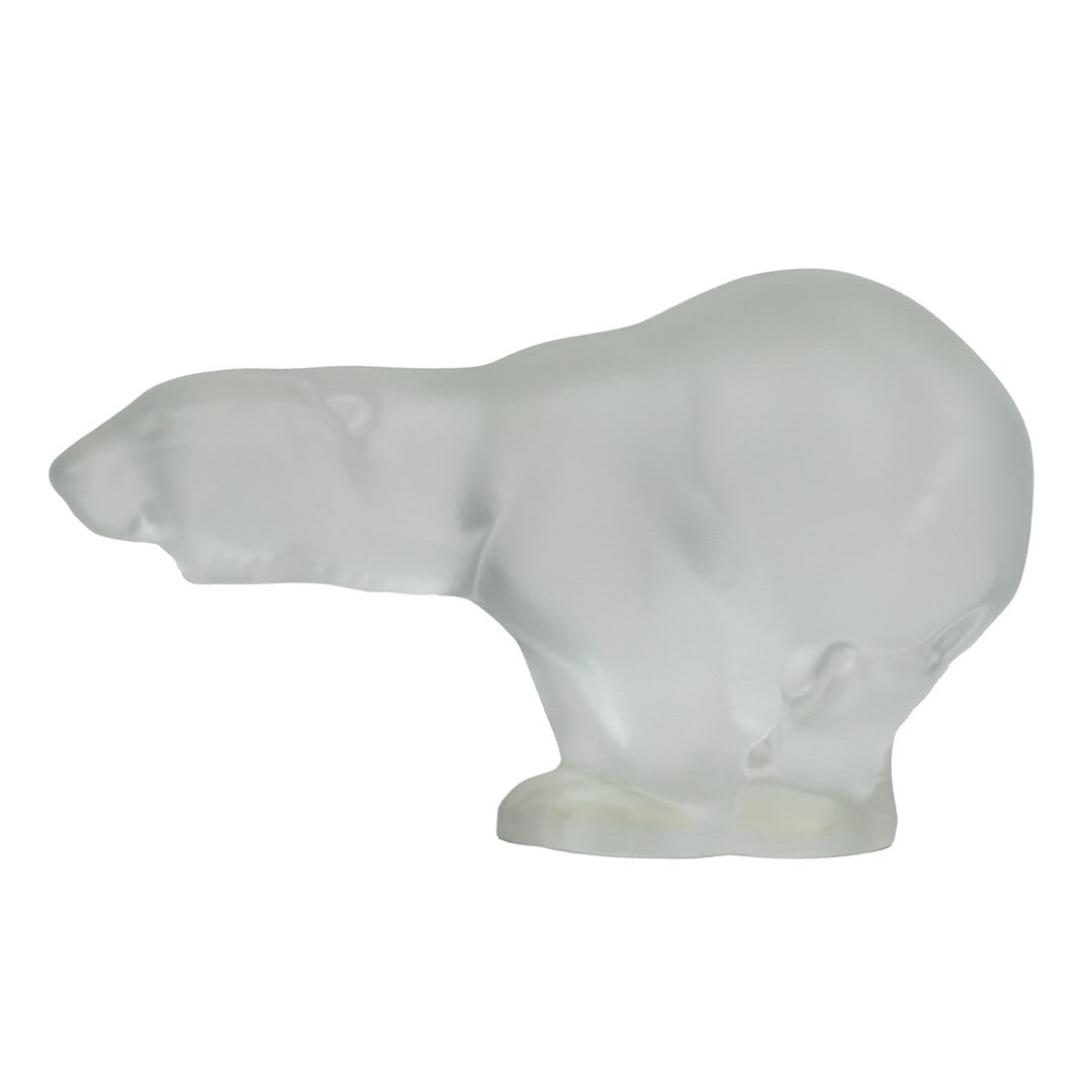 Sevres Art Glass Frosted Polar Bear Figurine 5 x 2 5/8 x 4 3/4 (1 of 2)