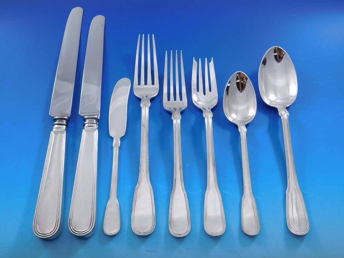 Tiffany & Co Hamilton Sterling Silver Flatware Set 73 Pieces with Storage Chest: Tiffany & Co Hamilton Sterling Silver Flatware Set 73 Pieces with Storage Chest This exquisite Hamilton Sterling Silver Flatware Set by Tiffany & Co. is a stunning addition to any dining collection. T