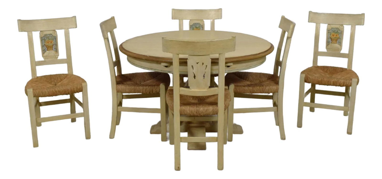 Rustic Venetian Paint Decorated Dining Table and Chair Set (1 of 10)
