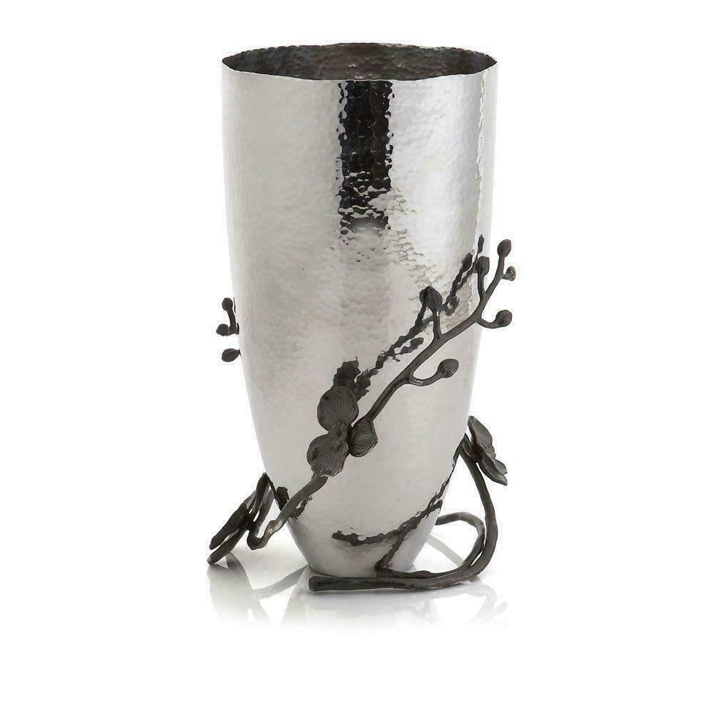 Michael Aram Black Orchid Large Stainless Steel Vase 12.5 Inches: Michael Aram Black Orchid Large Stainless Steel Vase 12.5 Inches This striking Black Orchid Large Vase by Michael Aram is crafted from stainless steel with a stunning black nickel plate finish. Standi