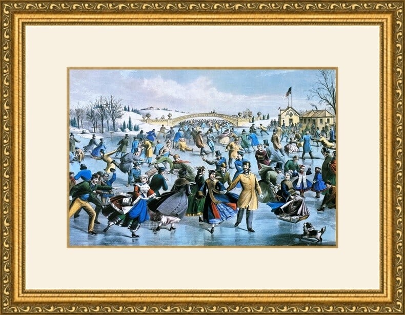 Currier & Ives Central Park Lithograph Custom Framed Americana Art (1 of 2)