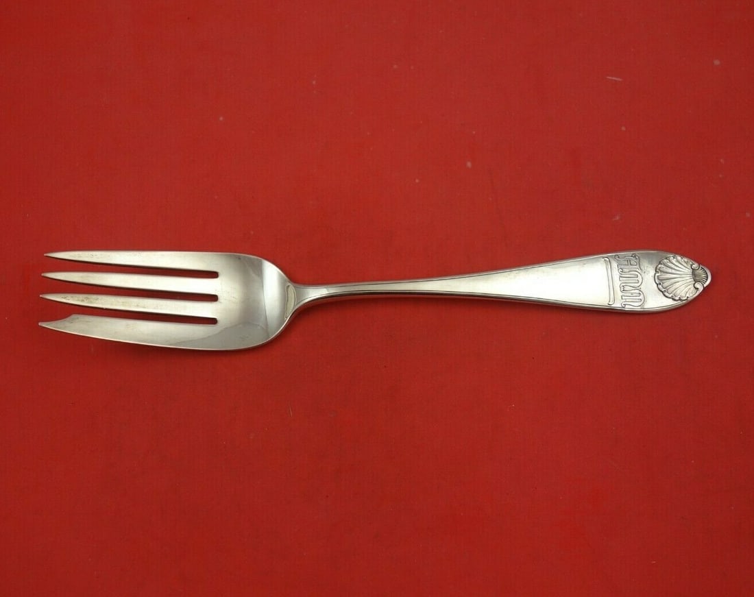 Arthur Stone Shell Sterling Silver Cold Meat Fork 9.5" Monogrammed AMM (1 of 3)