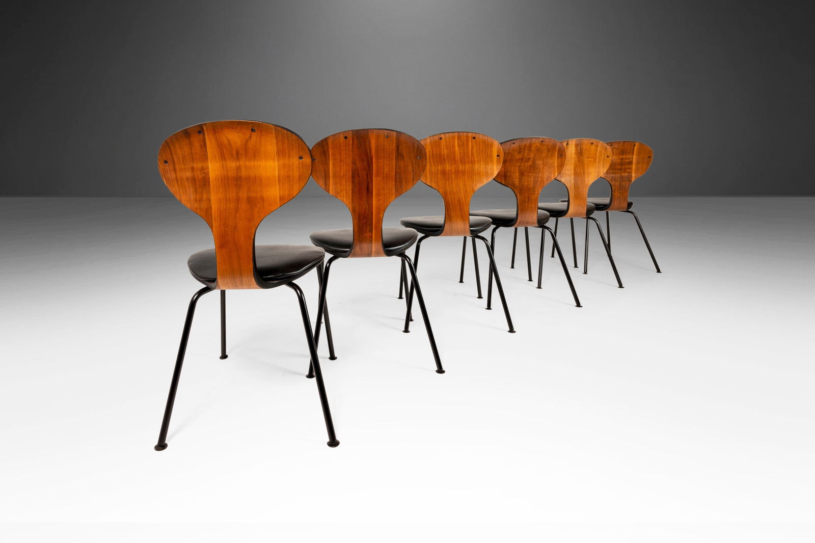 Rare Six Bentwood Dining Chairs by Norman Cherner for Plycraft 1963: Rare Six Bentwood Dining Chairs by Norman Cherner for Plycraft 1963 This rare set of six Bentwood dining chairs, designed by the renowned Norman Cherner for Plycraft in 1963, combines classic design w